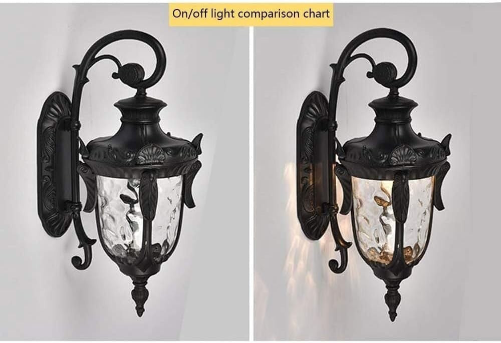Retro Outdoor Wall Sconce – Black Vintage Waterproof Lamp (25×44 cm)