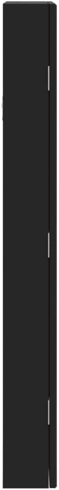 LED Wall Mounted Jewelry Cabinet Frameless Mirror Lockable Storage Black