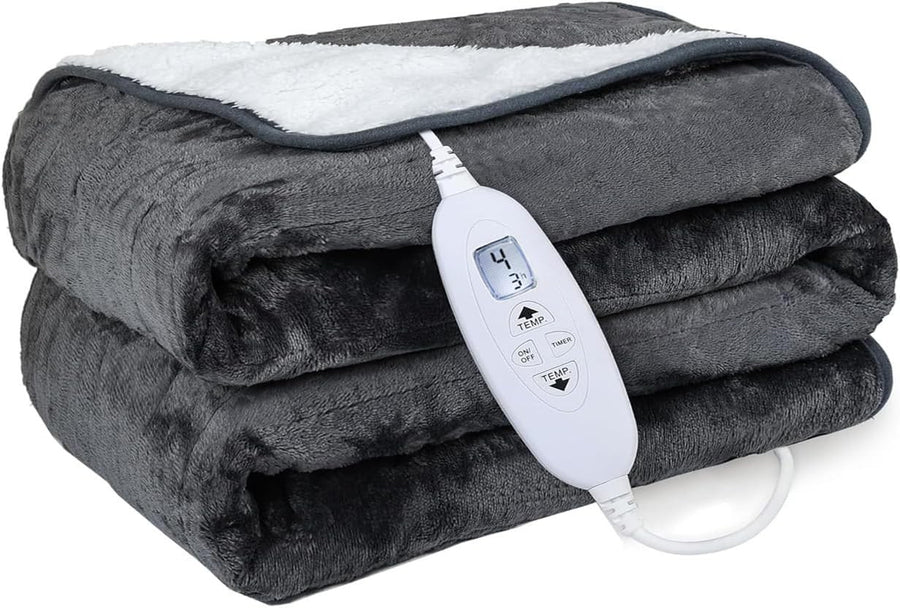 Electric Heated Throw Blanket Large Soft Flannel Auto Off Washable 130x180cm