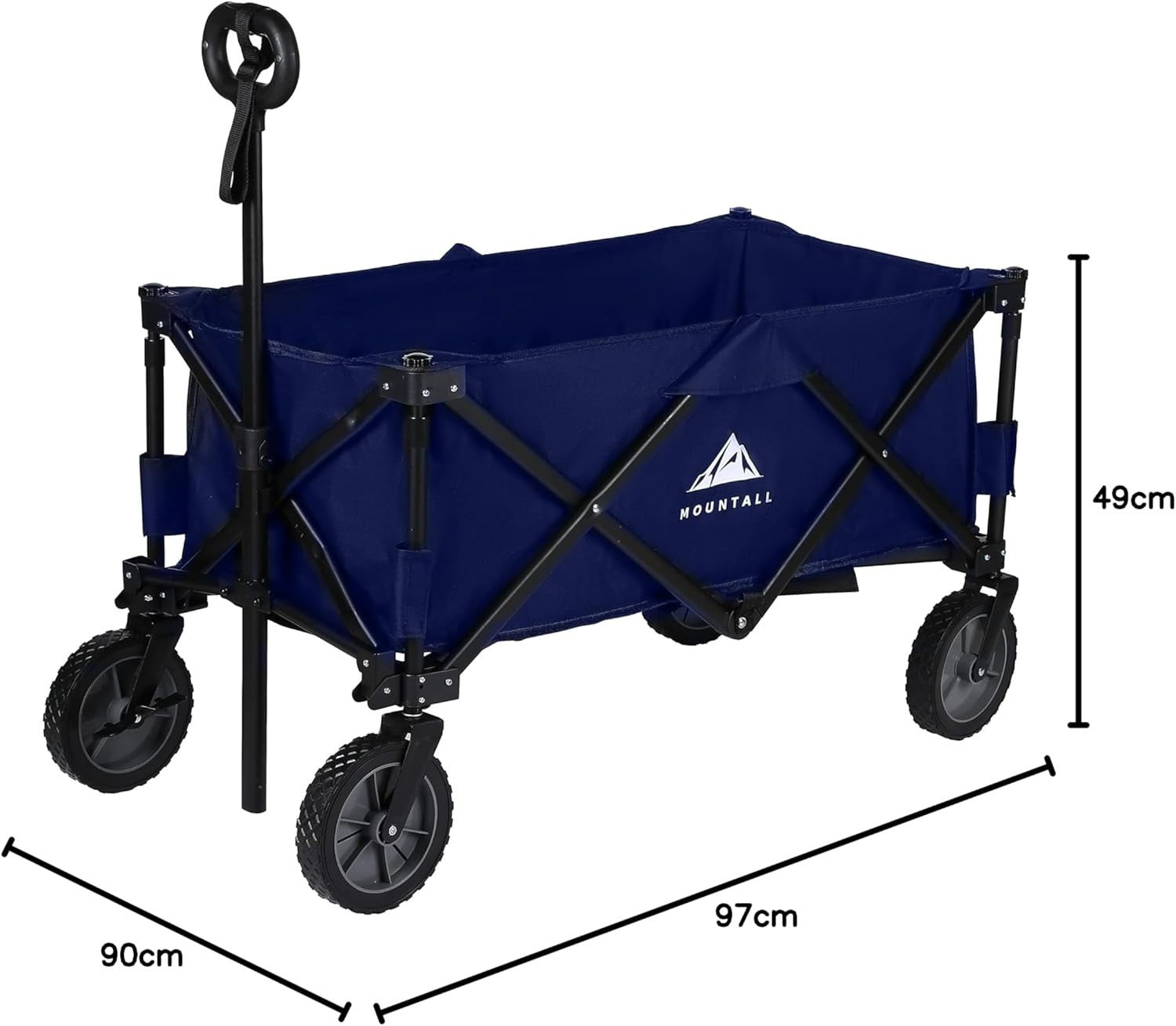Navy Folding Festival Wagon 85kg Collapsible Garden Camping Trolley w/ Cargo Net