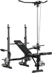 Adjustable Weight Bench Home Gym Set Squat Rack Pulley System