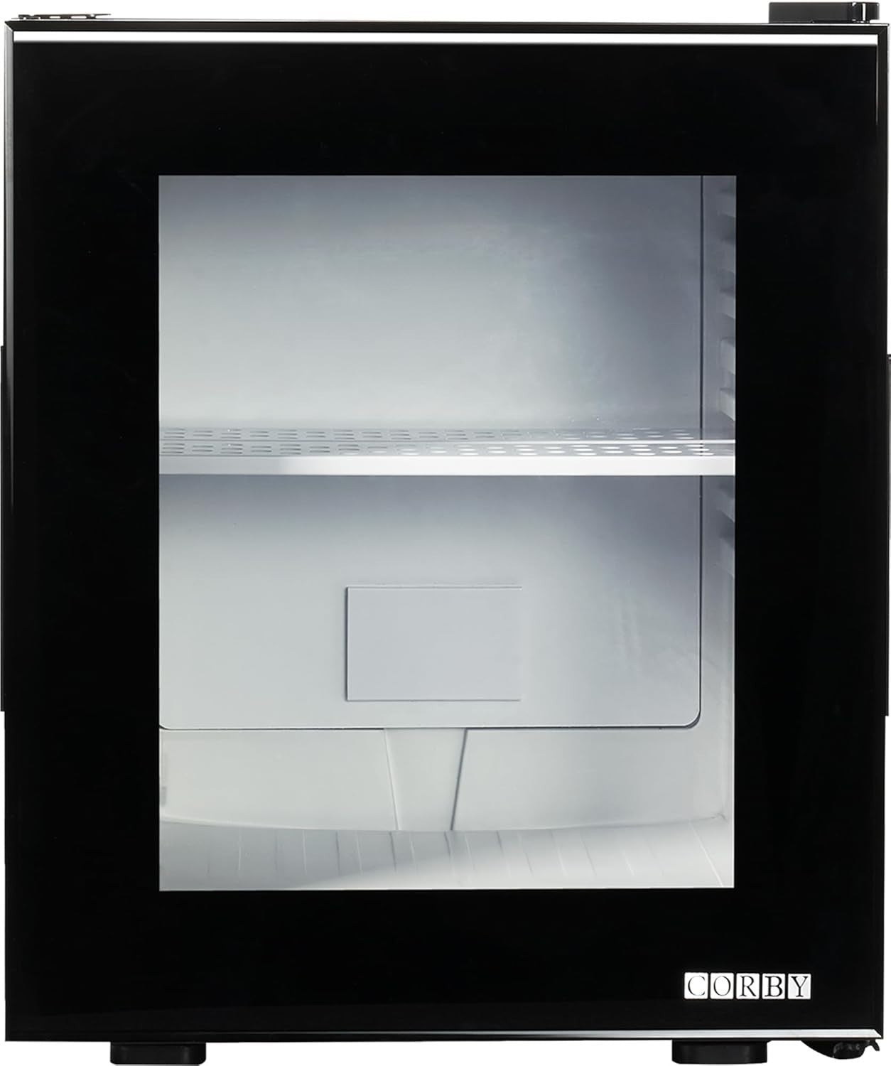20L Black Corby Eton Mini Fridge Glass Door Tabletop Cooler LED