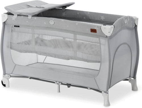 Travel Cot with Changing Mat Wheels Storage Bag Newborn Bed Foldable 120x60cm