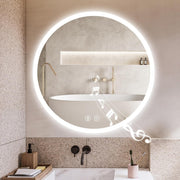 LED Bathroom Vanity Mirror Touch Sensor Anti-Fog Dimmable Round 60x60cm