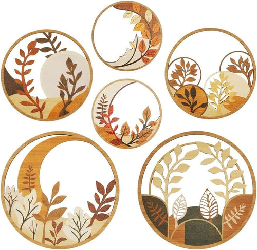 6-Pc Boho Wooden Wall Art Botanical Geometric Hanging Decor
