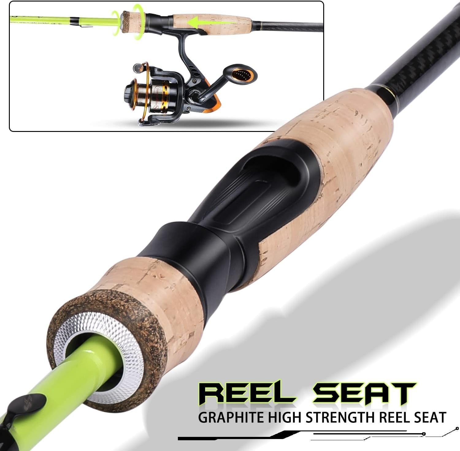 30 Ton Carbon Fibre Fishing Rod Fast Action 2 Section Spinning Pole