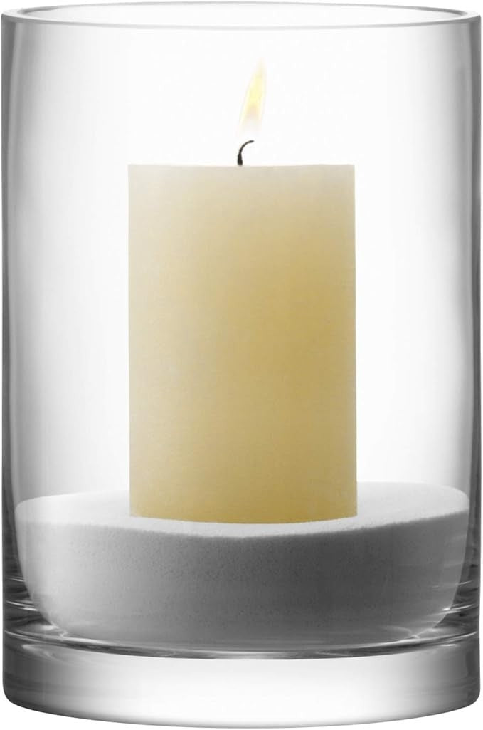 Clear Glass Cylinder Vase 24cm Tall Minimalist Flower Candle Holder Decor