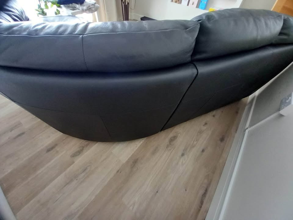 Luxe Black Leather Corner Sofa (PTP)