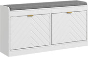 Slim Shoe Storage Bench with Padded Seat, 2 Flip Drawers, Holds 8 Pairs