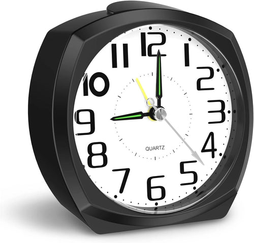 Silent Analog Alarm Clock Non-Ticking Luminous Bedside Clock Heavy Sleepers
