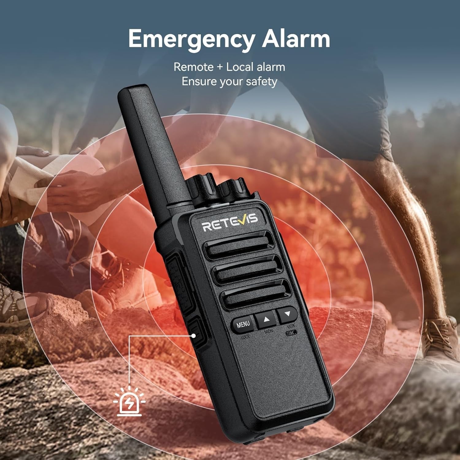 Walkie Talkies w Earpiece PMR446 VOX 16 Channel Type C Radio 2 Pack