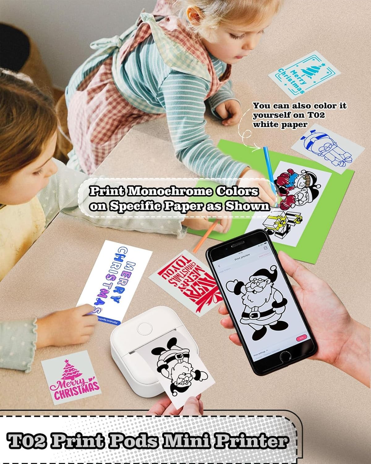 Mini Bluetooth Thermal Sticker Printer Inkless Photo Label Maker