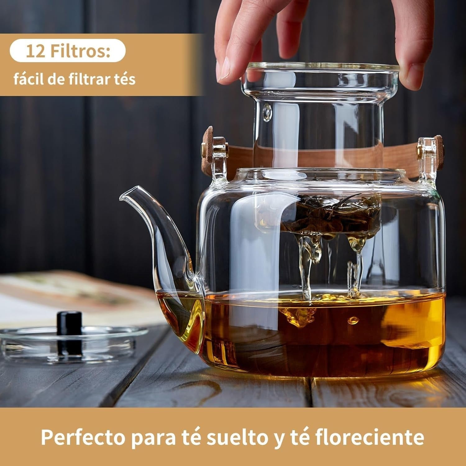 Glass Teapot Set 1100ml with Infuser 4 Cups Borosilicate Stovetop Safe