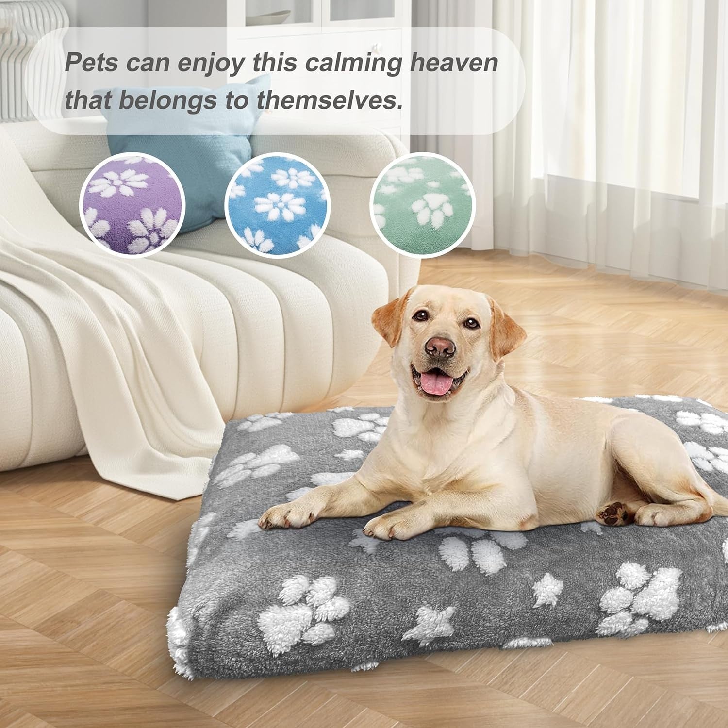 Large Dog Bed 89x56cm Washable Crate Mattress Grey Paw