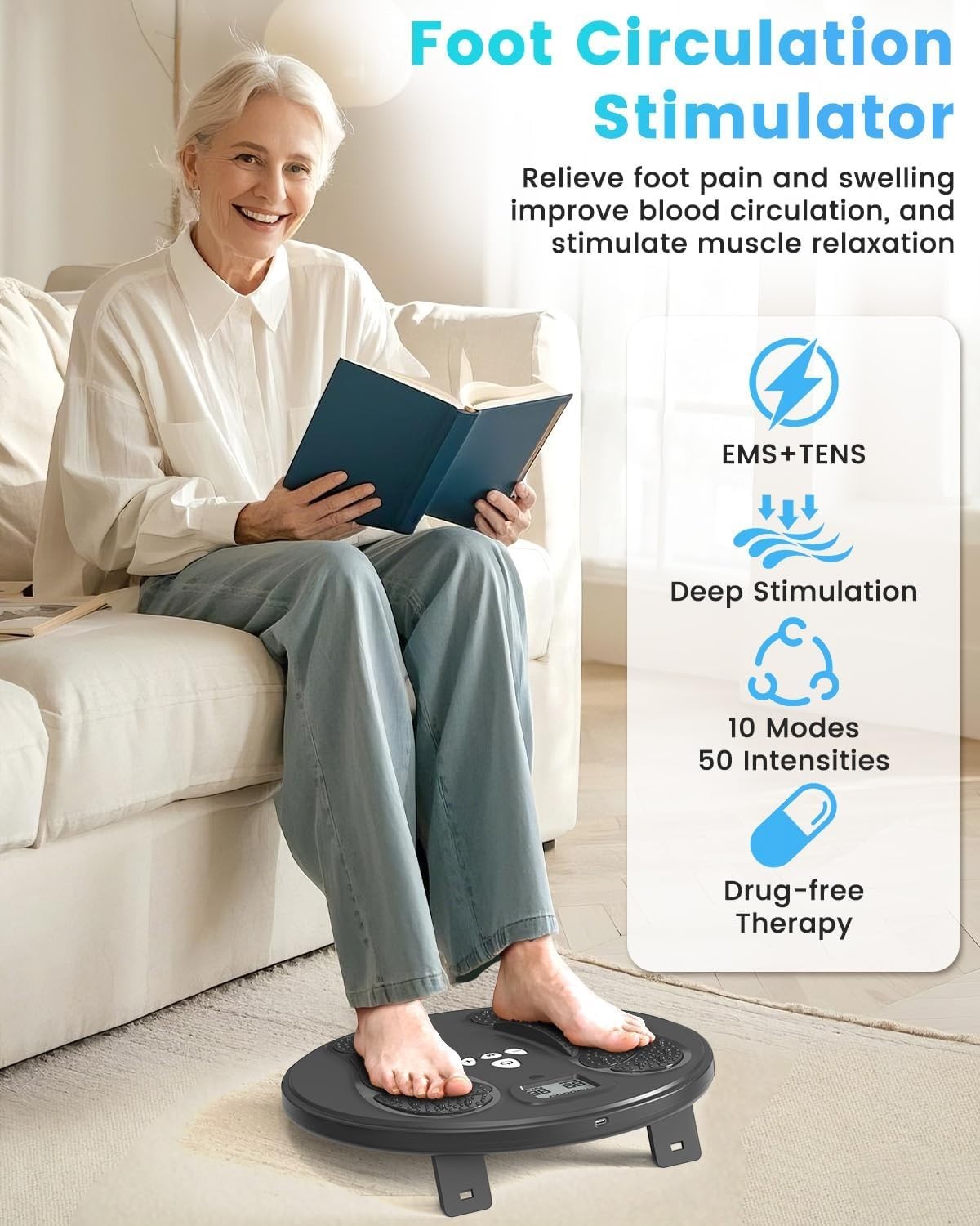 EMS Foot Massager for Neuropathy, Pain Relief, Circulation & Swollen Feet