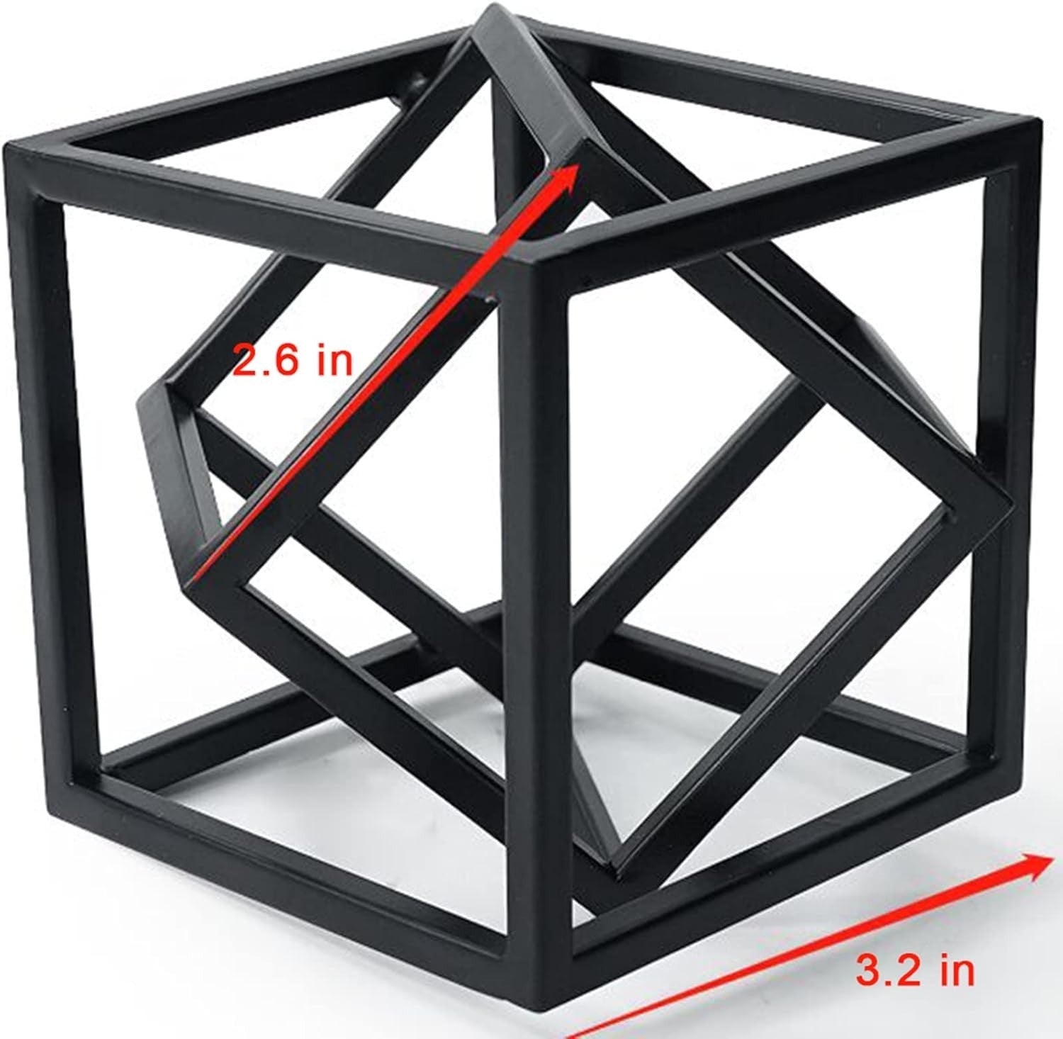 Modern Geometric Cube Sculpture • Black Cast Iron Art Decor