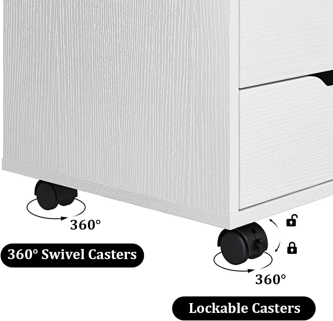 7 Drawer Mobile Filing Cabinet with Wheels Office Storage Chest White