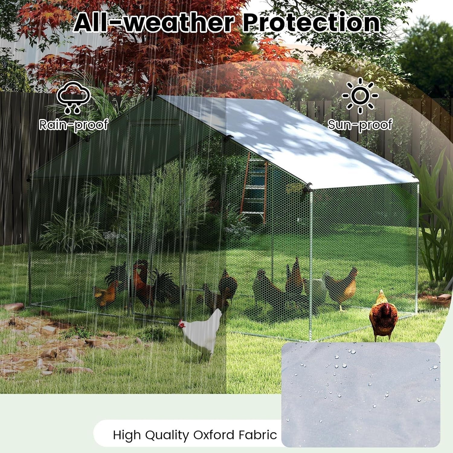 Large Walk In Chicken Coop 310x170x190cm Galvanised Run Cover Cage