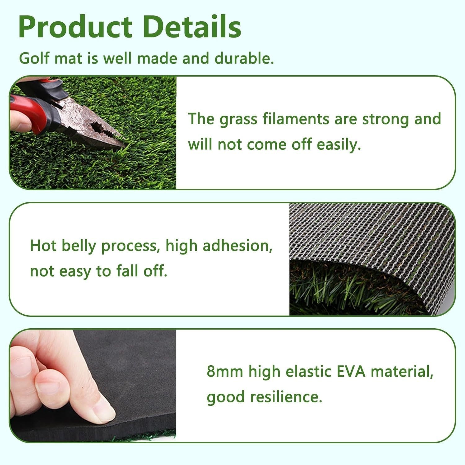 Golf Hitting Mat Practice Turf 5x4ft Indoor Outdoor Training Mat Set