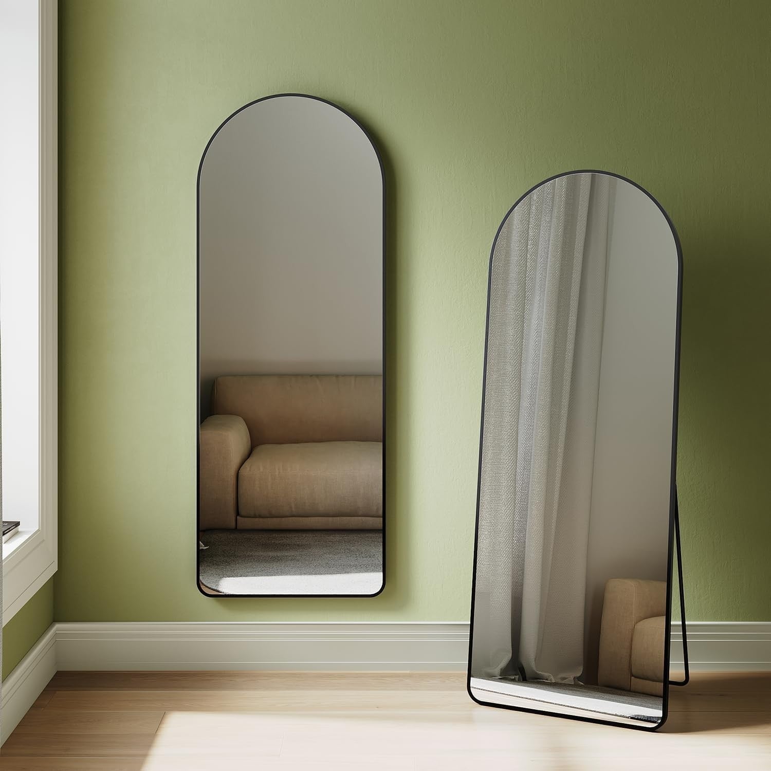 Arched Wall Full Length Mirror 160x60cm Aluminium Frame Floor Standing
