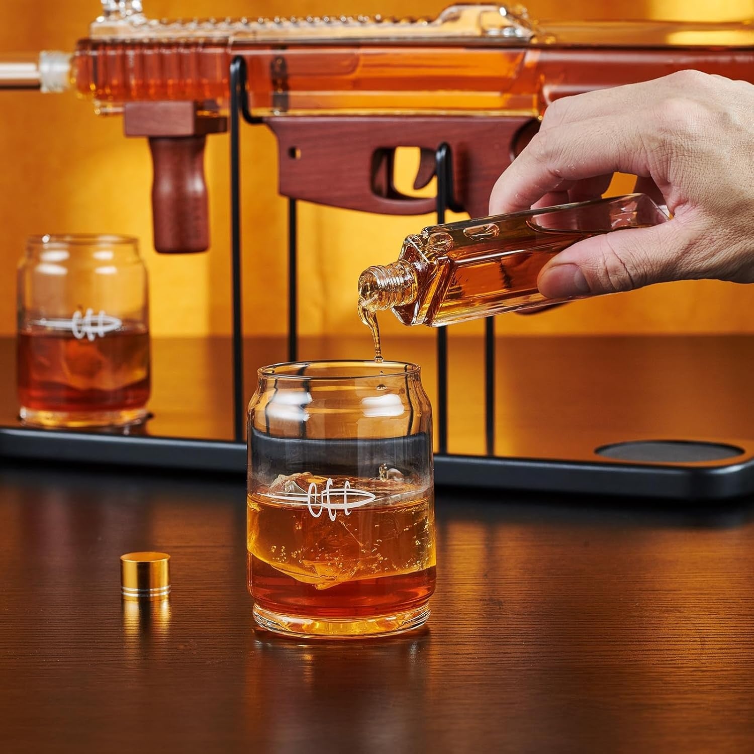 Gun Whiskey Decanter Set with Glasses | 486ml Liquor Dispenser Gift for Men