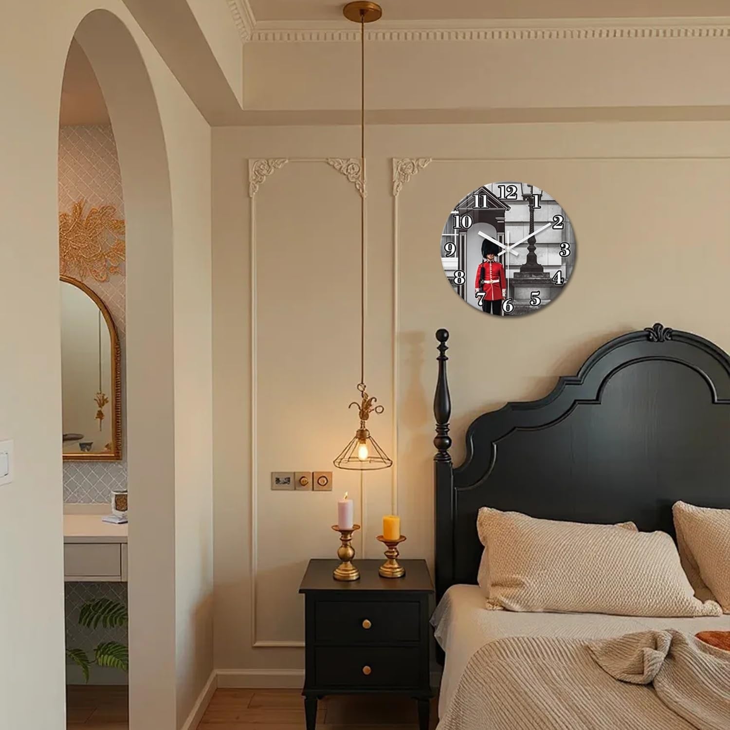 14" London Guard Wall Clock Silent Glass Modern Round UK Decor