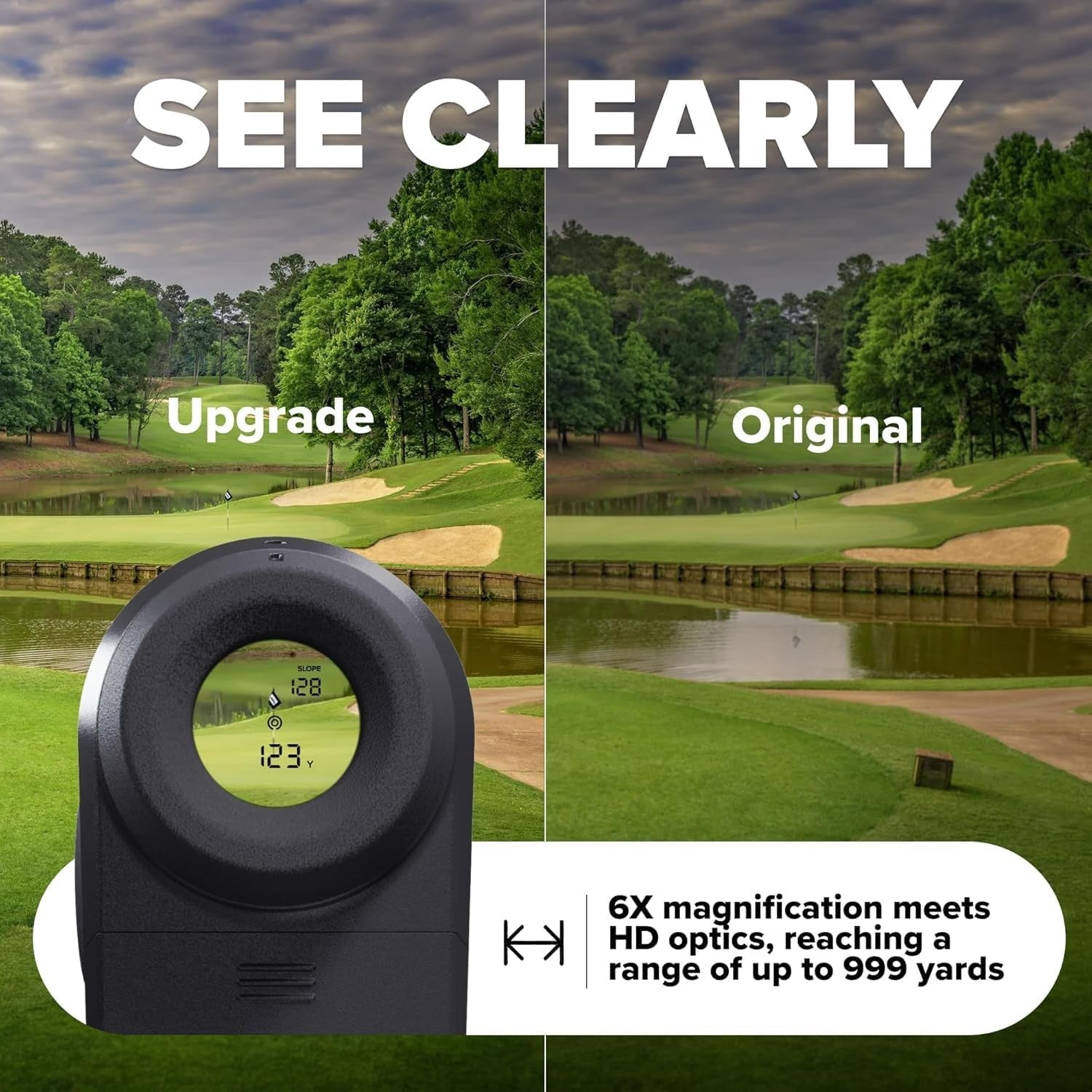 Golf Rangefinder 600 Yards Slope Flag Lock Pulse Vibration Magnetic Mount
