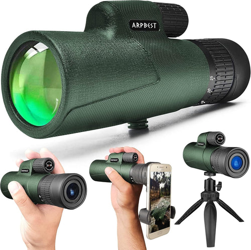 25x50 High Power Monocular with Phone Holder & Tripod BAK4 FMC Zoom Scope