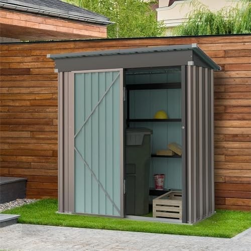 3x5 ft Metal Garden Shed Outdoor Storage Lockable Rustproof Tool Shed