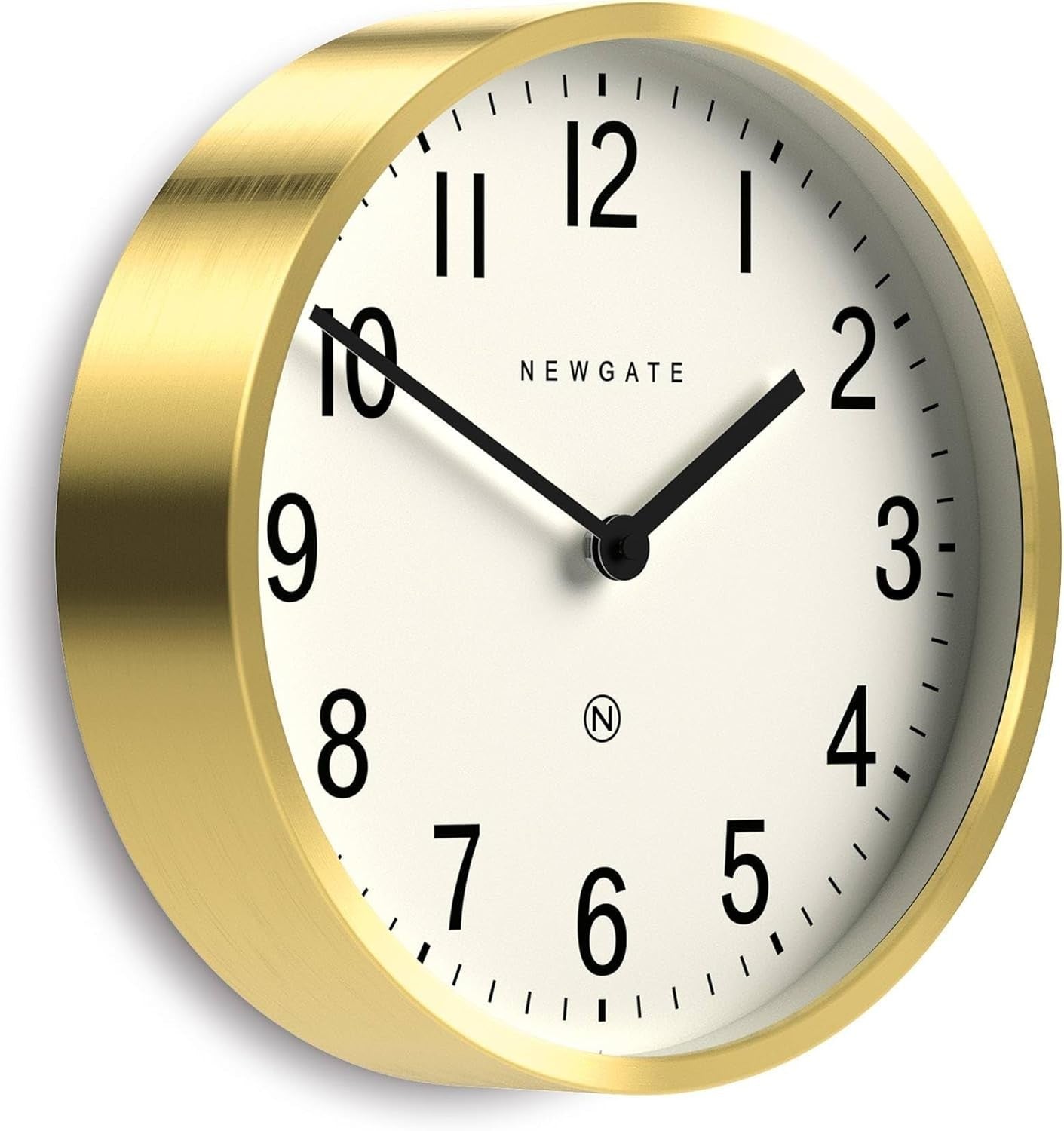 30cm Retro Silent Wall Clock Gold | Mid-Century Metal Analogue Decor