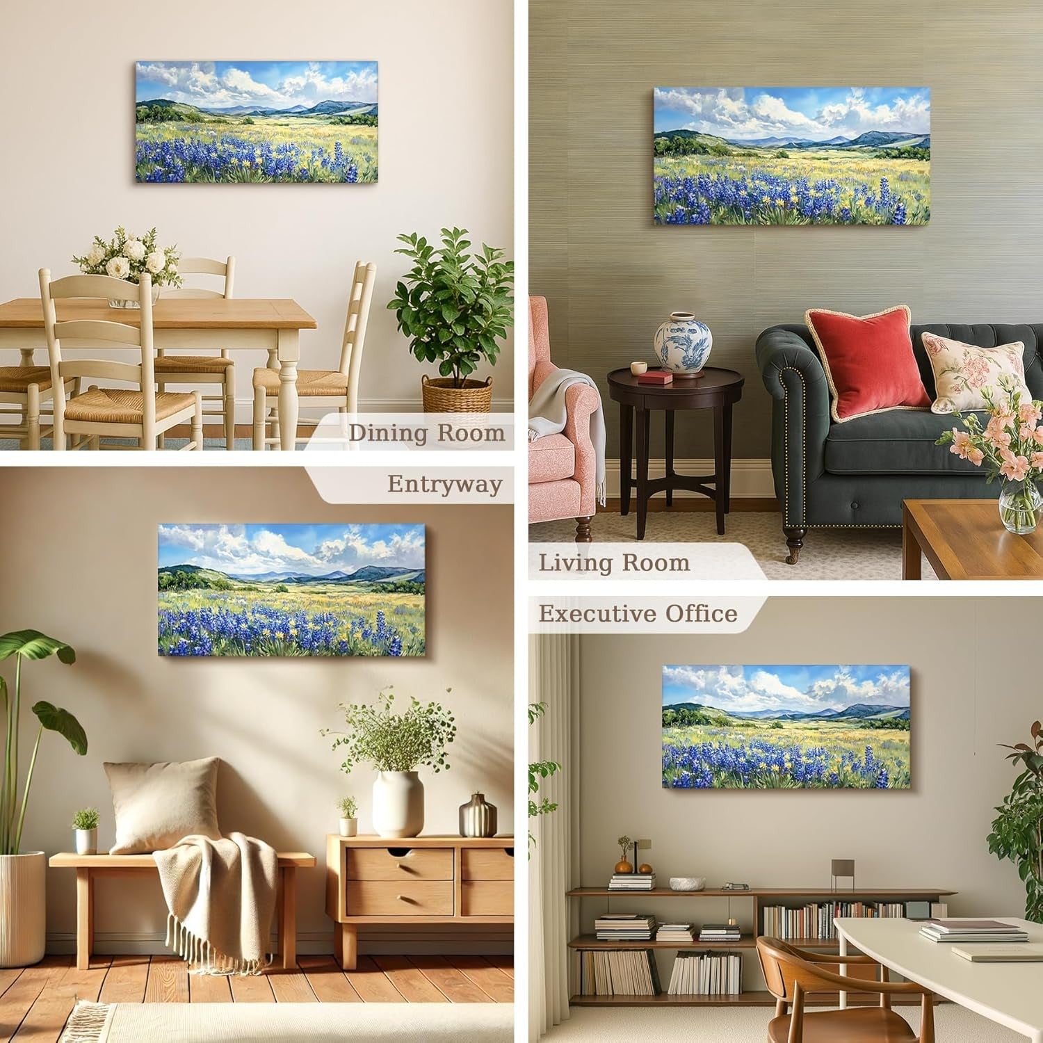 Large Wildflower Field Canvas Wall Art Landscape Print Modern Home Decor 100x50c