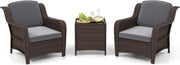 Rattan Garden Bistro Set 3PC Outdoor Patio Chairs Table Small Space