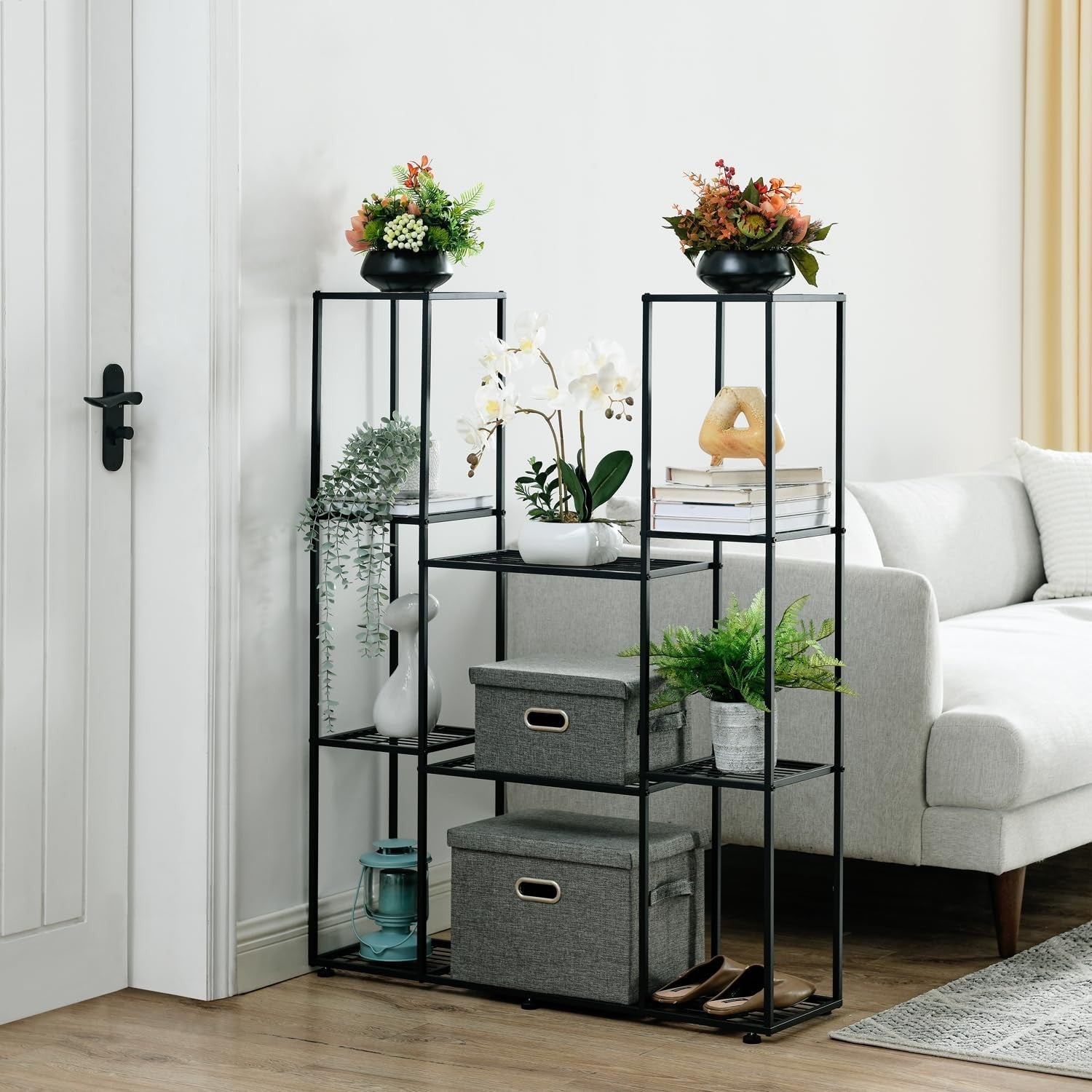 4 Tier Tall Metal Plant Stand Indoor Outdoor Flower Shelf Display Rack Black