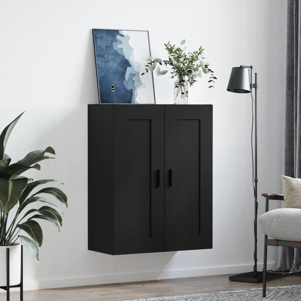 Wall Mounted Cabinet Black Storage Unit 34D x 69.5W x 90H cm Durable