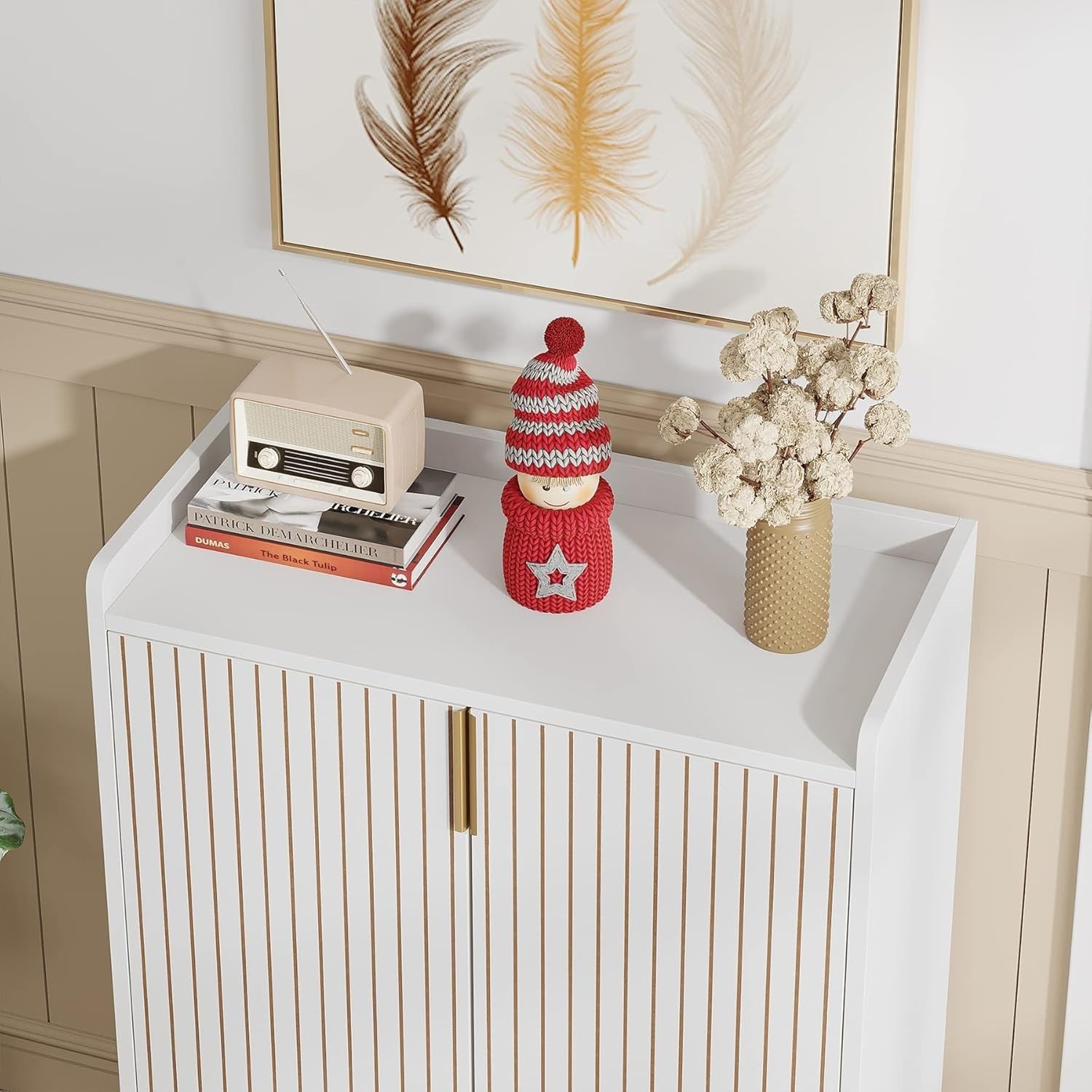 Modern Shoe Cabinet White – 5 Tier Storage Unit, Holds 25 Pairs, 105cm