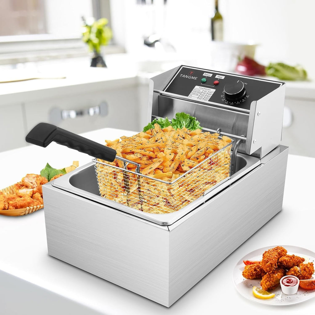 10L Commercial Deep Fat Fryer Stainless Steel Adjustable Temp Basket