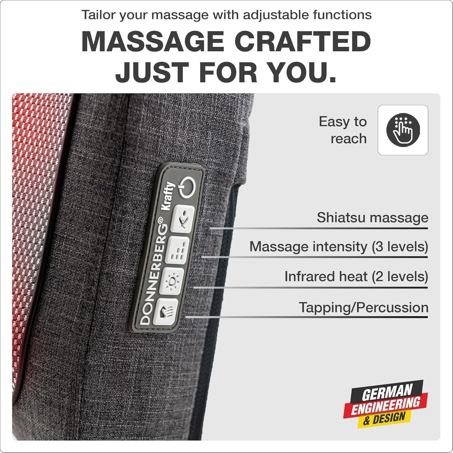 Heated Shiatsu Back Massager Infrared Pillow Pain Relief Home Car Use