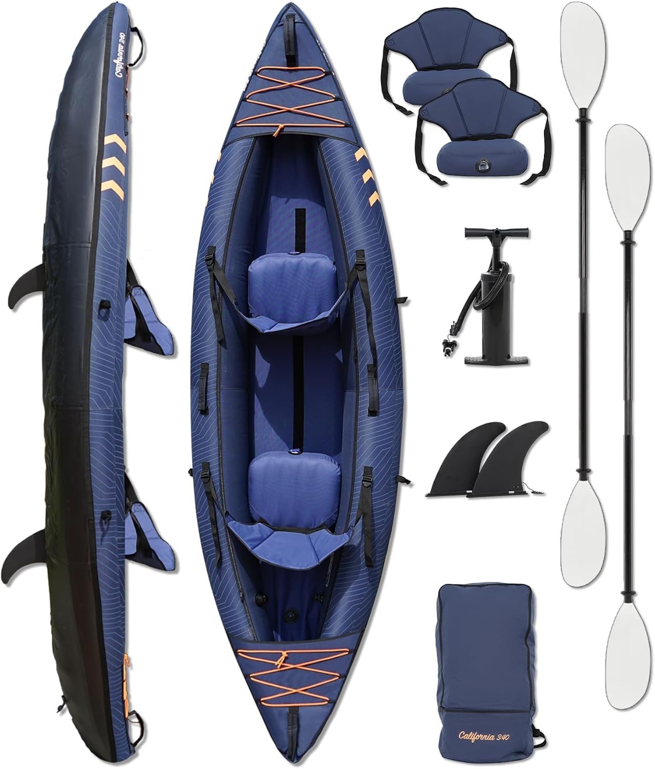 2 Person Inflatable White Water Kayak w/ Pump Paddles Bag
