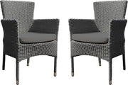 Set of 2 Rattan Garden Armchairs with Cushions Stackable Outdoor Patio
