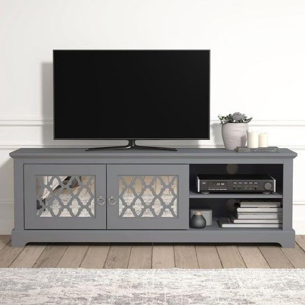 150cm TV Stand Cabinet Unit for 65” TV | Grey Wood Media Console Shelf