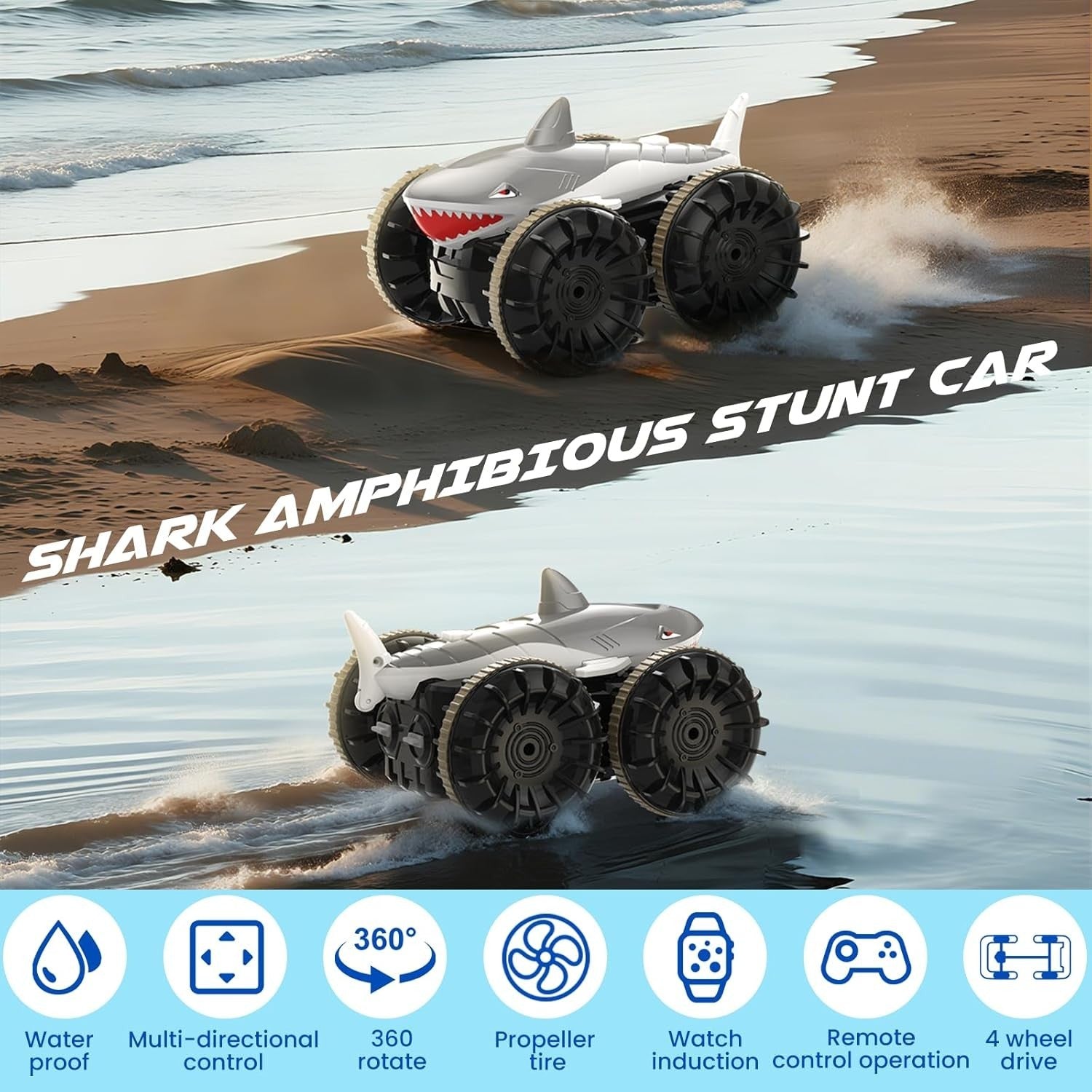 4WD Amphibious RC Stunt Car – Waterproof Remote Control w/ 50m Range