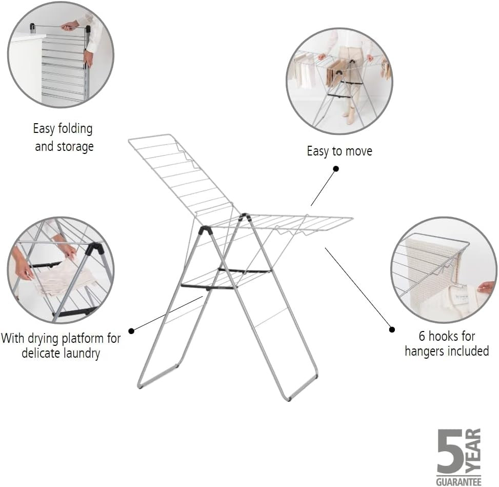 Foldable Indoor Clothes Airer 20m Stainless Steel Drying Rack Adjustable