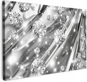 Diamond Abstract Canvas Wall Art 47x31 in Silver Modern Home Decor