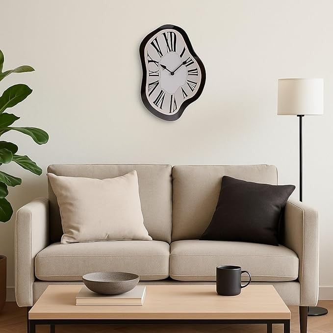 Surreal Melting Wall Clock 22x33cm Creative Glass Silent Quartz Art Decor