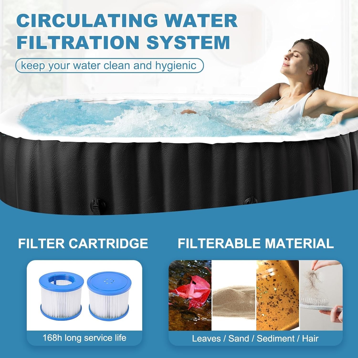 Inflatable Hot Tub Spa LED Light Heated Portable 2–4 Person Indoor Outdoor