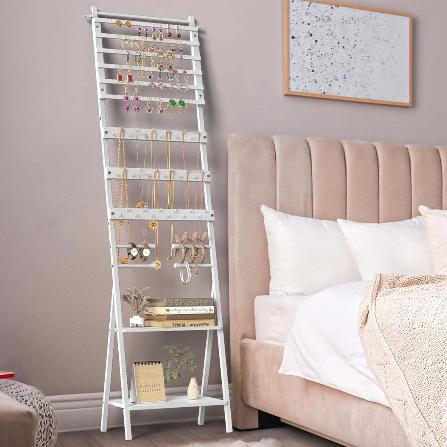 White Large Jewellery Organizer Stand Necklace Earring Bracelet Holder