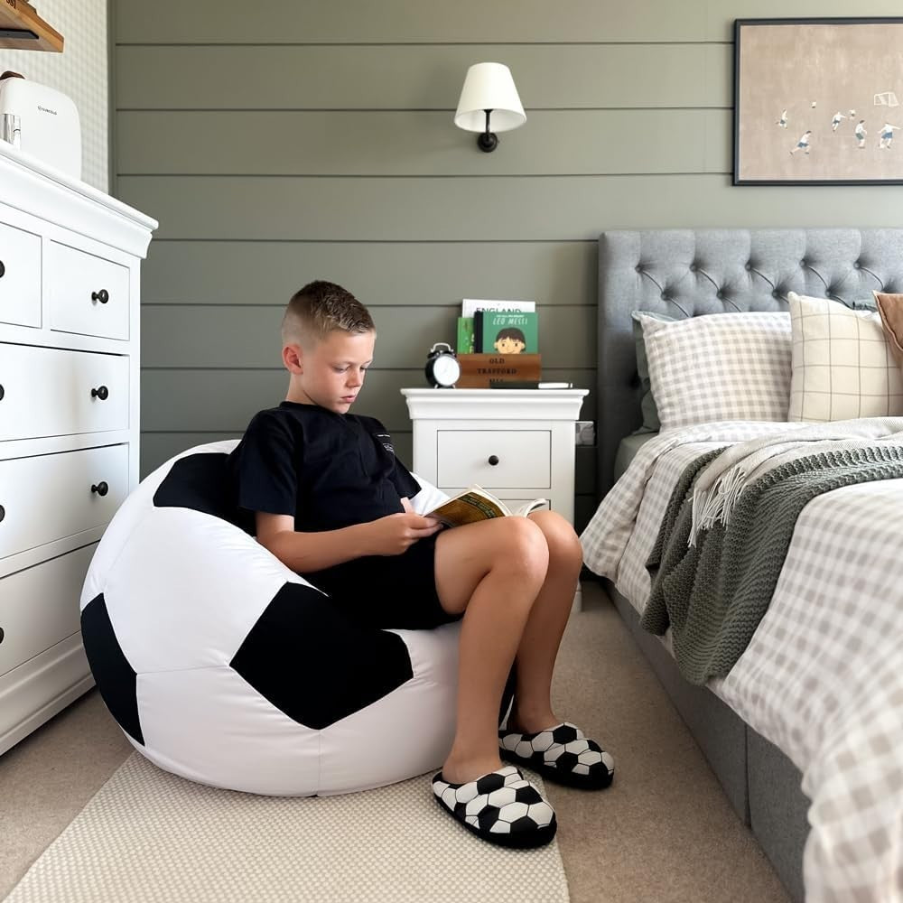 Kids Football Bean Bag Chair Kids Room Seat Durable Washable Playroom Gift