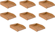 Premium Bamboo Stacking Letter Tray Desk Organizer 8-Pack Document Storage