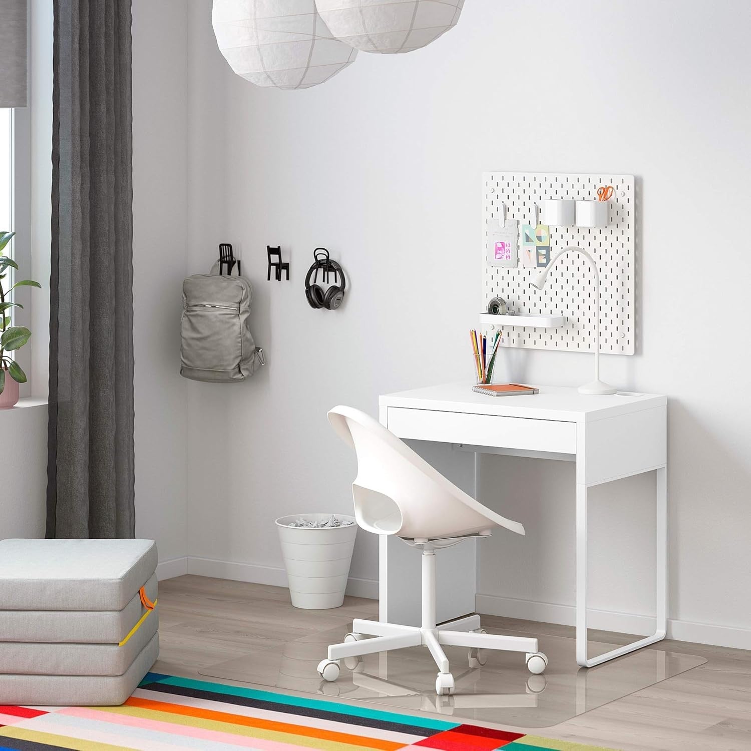 White Compact Desk 73x50cm w/Drawer Modern Small Work Study Table