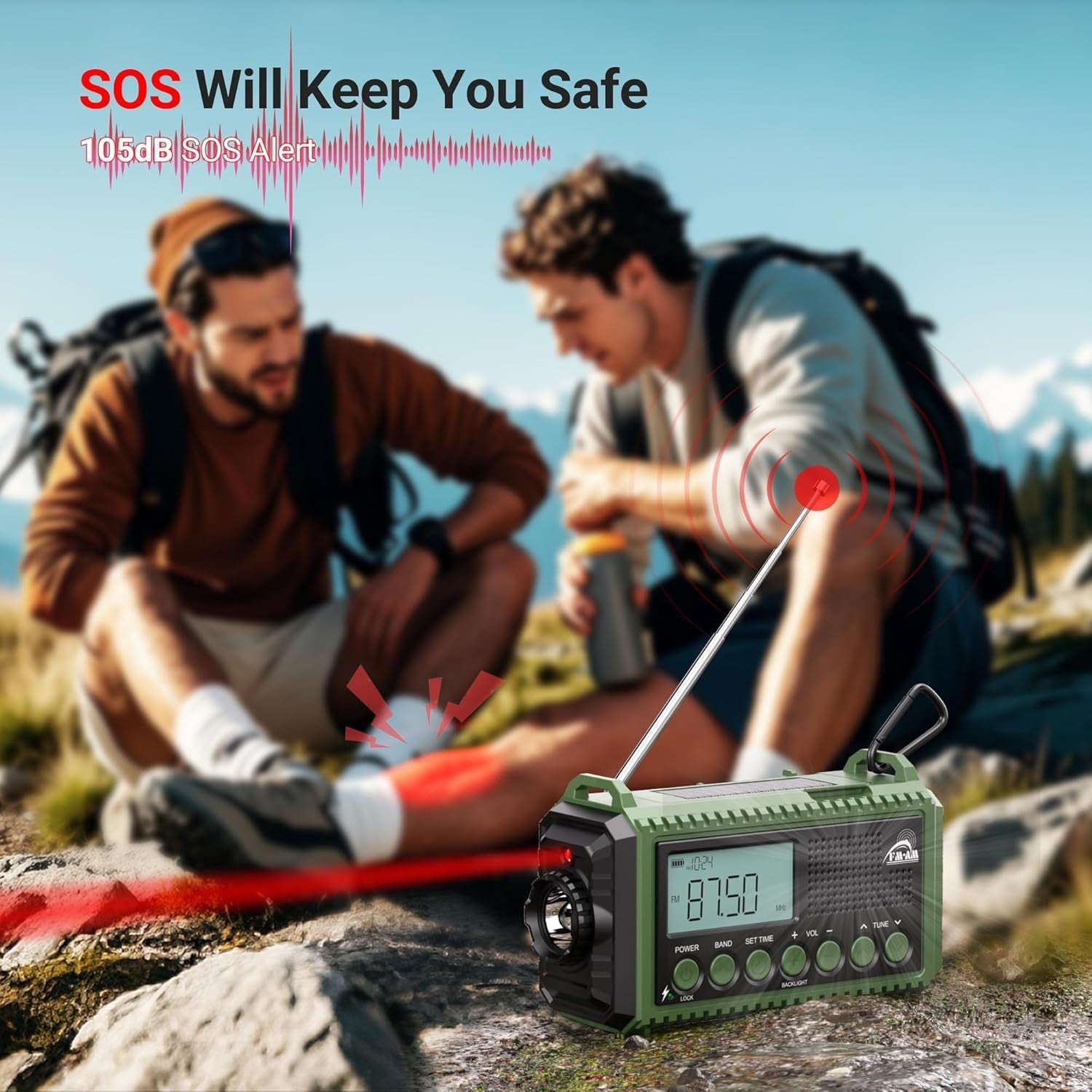 Portable Wind Up Solar Emergency Radio USB Charger AM/FM/SW Torch